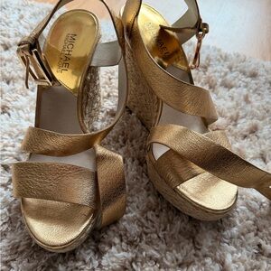 Michael Kors Gold Wedge Sandals